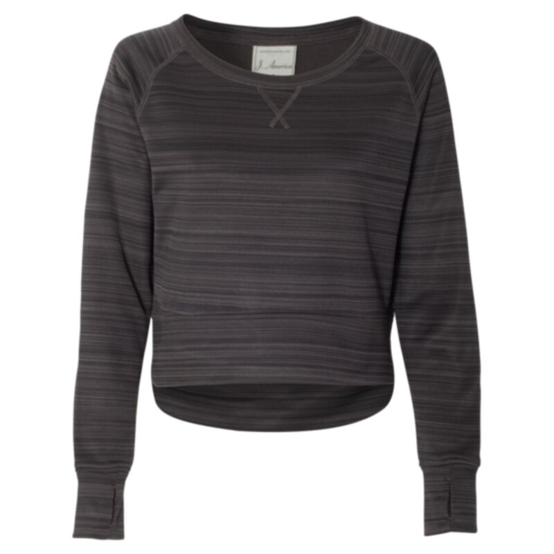 Women's Odyssey Striped Performance Fleece Hi-Low Crewneck Sweatshirt Thumbnail