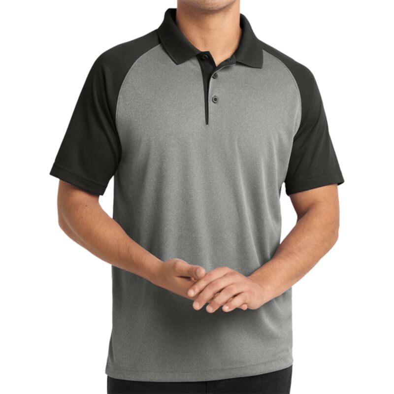 ® PosiCharge ® RacerMesh ® Raglan Heather Block Polo Thumbnail